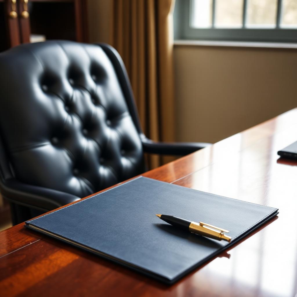 Lambert Global office desk and leather chair