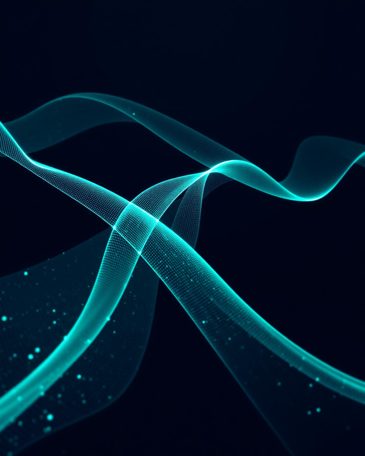 Abstract aqua ribbons representing the Lambert Global feature set